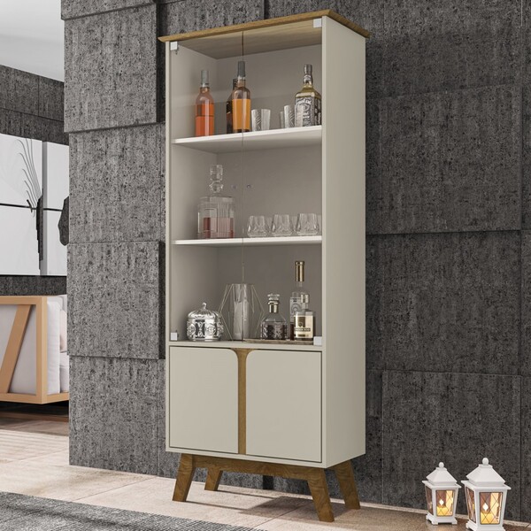 Cristaleira Madri 4 Portas Off-white/cinamomo - Móveis Bechara