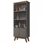 Cristaleira Madri 4 Portas Titanium/cinamomo - Móveis Bechara