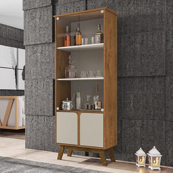 Cristaleira Madri Sala De Estar Com Pés De Madeira Maciça