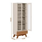 Cristaleira Moderna 2 Portas 1 Gaveta Amêndoa Off White Marsa