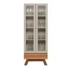 Cristaleira Moderna 2 Portas 1 Gaveta Amêndoa Off White Marsa