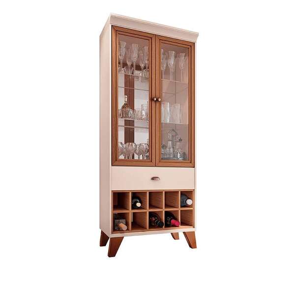 Cristaleira Ópera 2 Pt Off White E Marrom Nature