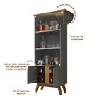 Cristaleira Para Sala De Jantar 2 Portas Vidro Titanium Cinam