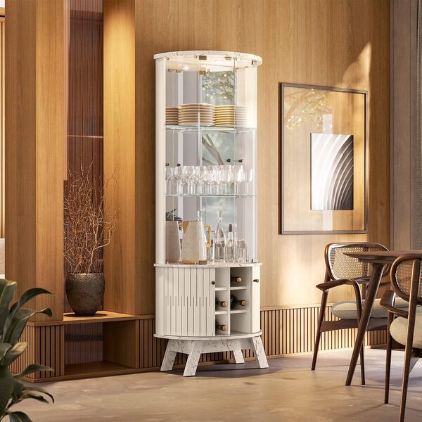 Cristaleira Para Sala De Jantar 4 Portas Vidro Curvo Com Espe