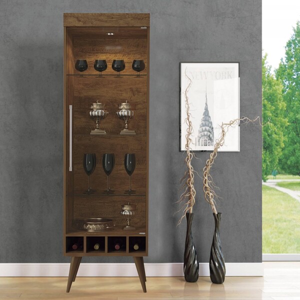 Cristaleira Pérola - 1 Porta, Com Led - Mavaular Mel