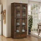 Cristaleira Portas Em Vidro Madeira Maciça 1 Gaveta Imbuia Ad