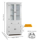 Cristaleira Rattan Com 04 Portas E Gaveta Meyer Móveis - Bran