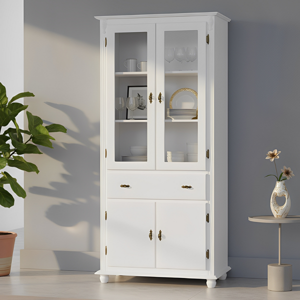 Cristaleira Rattan Com 04 Portas E Gaveta Meyer Móveis - Bran