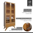 Cristaleira Reflecta 100% Mdf 2 Portas Pés Madeira Maciça Com