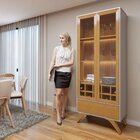 Cristaleira Reflecta 100% Mdf 2 Portas Pés Madeira Maciça Com