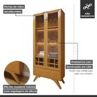 Cristaleira Reflecta 100% Mdf 2 Portas Pés Madeira Maciça Com