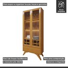 Cristaleira Reflecta 100% Mdf 2 Portas Pés Madeira Maciça Com