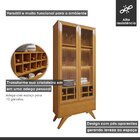 Cristaleira Reflecta 100% Mdf 2 Portas Pés Madeira Maciça Com