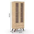 Cristaleira Retrô 2 Portas Com Vidro E 2 Gavetas - Nature