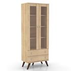 Cristaleira Retrô 2 Portas Com Vidro E 2 Gavetas - Nature