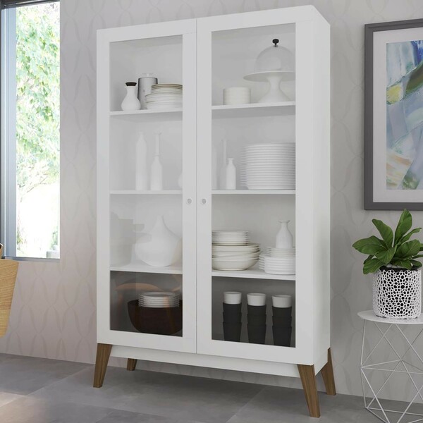 Cristaleira Retrô 2 Portas De Vidro Branco - Panorama Móveis