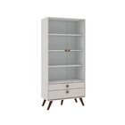 Cristaleira Retrô 2 Portas Vidro 2 Gavetas Mdp Off White 80cm