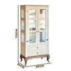 Cristaleira Retrô 2 Portas Vidro Lateral Madeira Maciça Branc