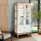 Cristaleira Retrô 2 Portas Vidro Lateral Madeira Maciça Branc