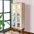 Cristaleira Retrô 2 Portas Vidro Madeira Maciça Branco Garapa