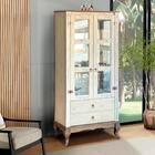 Cristaleira Retrô 2 Portas Vidro Madeira Maciça Branco Garapa