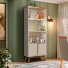 Cristaleira Retrô 2 Portas Vidro Off White Cinamomo Manzana S