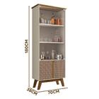 Cristaleira Retrô 2 Portas Vidro Off White Cinamomo Rattan Ma