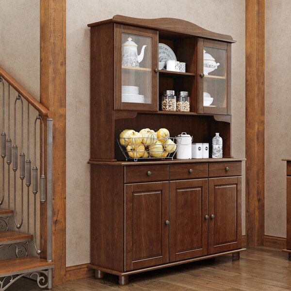 Cristaleira Retrô 5 Portas E 3 Gavetas Em Madeira Maciça Rubi