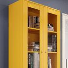 Cristaleira Retrô Amarelo 2 Portas De Vidro E 2 Gavetas