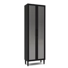 Cristaleira Retrô Canelado E Puxador De Alumínio 2 Portas Com