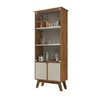Cristaleira Retrô Madri 4 Portas 70cmx180cm Naturalle/off Whi