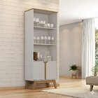 Cristaleira Retrô Portas De Vidro Fecho Magnético Pés Madeira