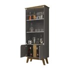 Cristaleira Retrô Portas De Vidro Fecho Magnético Pés Madeira