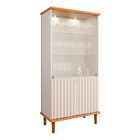 Cristaleira Ripada Com Led E Vidro 4 Portas Com Pés De Madeir