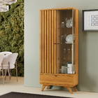 Cristaleira Ripada Versátilis C/led Pés Madeira Maciça Mavaul