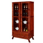 Cristaleira Roma Pinus Com Hdf Porta De Vidro Retrô Mel