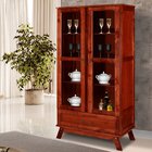 Cristaleira Roma Pinus Com Hdf Porta De Vidro Retrô Mel