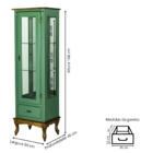 Cristaleira Rústica 1 Porta 1 Gaveta 3 Prateleiras Vidro e Es