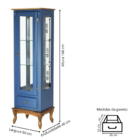 Cristaleira Rústica 1 Porta 1 Gaveta 3 Prateleiras Vidro e Es