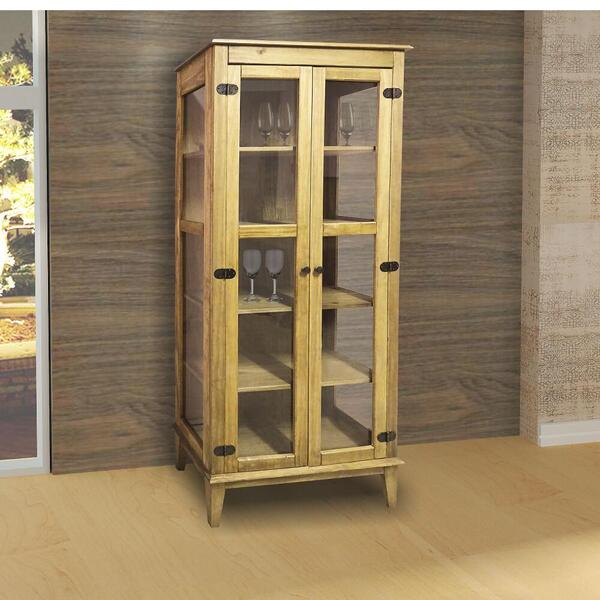 Cristaleira Rústica 2 Portas 4 Prateleiras Cera Mel - Casatema