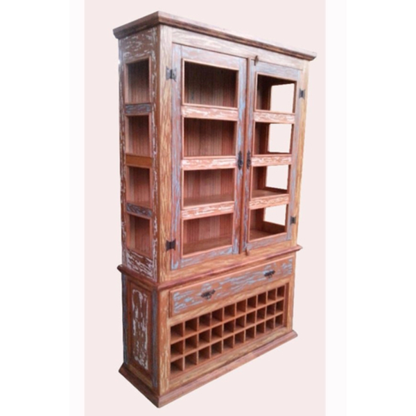 Cristaleira Rústica Adega Em Madeira De Demolição - Cód 762