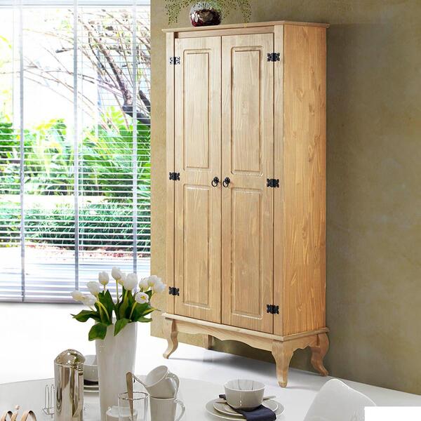 Cristaleira Rústica Madeira Maciça 2 Portas Pés Luis Xv Mel 4