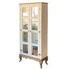 Cristaleira Rústica Madeira Maciça 2 Portas Vidro Branco Gara