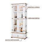 Cristaleira Rústica Madeira Maciça 2 Portas Vidro Lateral Bra