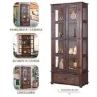 Cristaleira Rústica Madeira Maciça 2 Portas Vidro Lateral D10