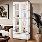 Cristaleira Rústica Madeira Maciça 2 Portas Vidro Lateral D10