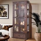 Cristaleira Rústica Madeira Maciça 2 Portas Vidro Lateral Imb