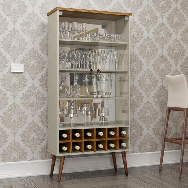 Cristaleira Seller 2 Portas Retrô - Off White / Cumaru - Patr