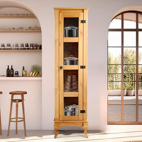 Cristaleira Torre 01 Porta Vidro Madeira Maciça D161 Shop Jm