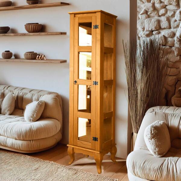 Cristaleira Torre Alta 01 Porta Vidro Lateral Madeira Maciça